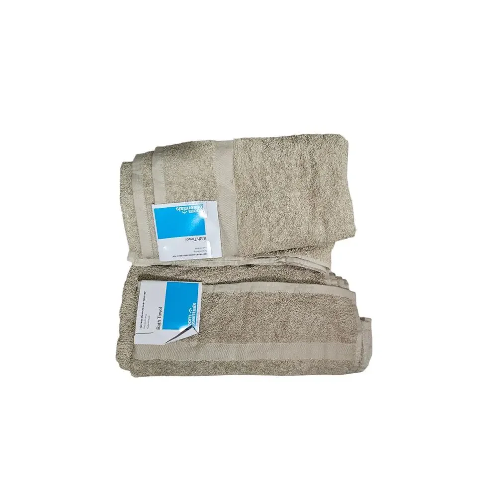 Room Essentials Bath Towels Set of 2 Tan Taupe OEKO-TEX Fade Resistant NWT